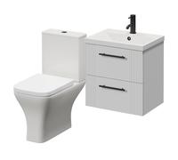 Avant Wall Mounted 2 Drawer Vanity Unit and Kingston Toilet Suite with Glide Basin | Satin White | MDF | 500mm