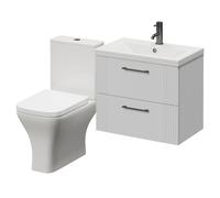 Avant Wall Mounted 2 Drawer Vanity Unit and Kingston Toilet Suite with Glide Basin | Satin White | MDF | 600mm