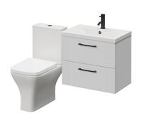 Avant Wall Mounted 2 Drawer Vanity Unit and Kingston Toilet Suite with Glide Basin | Satin White | MDF | 600mm