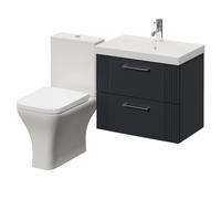 Avant Wall Mounted 2 Drawer Vanity Unit and Kingston Toilet Suite with Rimini Basin | Satin Anthracite | MDF | 600mm