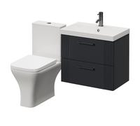 Avant Wall Mounted 2 Drawer Vanity Unit and Kingston Toilet Suite with Rimini Basin | Satin Anthracite | MDF | 600mm