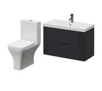 Avant Wall Mounted 2 Drawer Vanity Unit and Kingston Toilet Suite with Rimini Basin | Satin Anthracite | MDF | 800mm