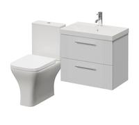 Avant Wall Mounted 2 Drawer Vanity Unit and Kingston Toilet Suite with Rimini Basin | Satin White | MDF | 600mm