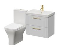 Avant Wall Mounted 2 Drawer Vanity Unit and Kingston Toilet Suite with Rimini Basin | Satin White | MDF | 600mm