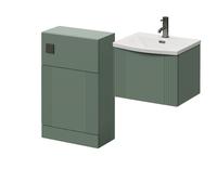 Avant Wall Mounted Single Drawer Vanity Unit and Toilet Suite with Arc Basin | Satin Green | MDF | 1000mm