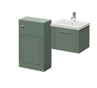 Avant Wall Mounted Single Drawer Vanity Unit and Toilet Suite with Glide Basin | Satin Green | MDF | 1000mm