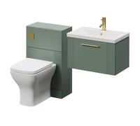 Avant Wall Mounted Single Drawer Vanity Unit and Toilet Suite with Glide Basin | Satin Green | MDF | 1100mm