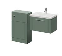 Avant Wall Mounted Single Drawer Vanity Unit and Toilet Suite with Glide Basin | Satin Green | MDF | 1100mm