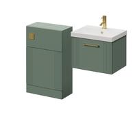 Avant Wall Mounted Single Drawer Vanity Unit and Toilet Suite with Rimini Basin | Satin Green | MDF | 1000mm