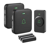 AVANTEK Doorbell Wireless Cordless with 2 Portable Receivers Battery Powered (Batteries included), 1000ft Waterproof Door Bell, Door Chime kit with 52 Melodies, 5 Volume Levels CD Quality Sound, BA-12