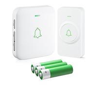 AVANTEK Fully Wireless Doorbell Battery Operated, Mini 1000 ft Rang IP55 Waterpoof Battery Door Bell, Door Chime kit with 52 Melodies, 5 Volume Levels CD Quality Sound, BW-11