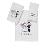 Avanti Linens 14456WHT Bride & Groom Bath Towel, Hand Towel, Fingertip Towel Set, White