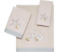 Avanti Linens - 3pc Towel Set, Soft & Absorbent Cotton Towels, Beach Inspired Bathroom Accessories (Seaglass Collection)