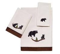 Avanti Linens - 3pc Towel Set, Soft & Absorbent Cotton Towels (Black Bear Lodge Collection, Ivory)