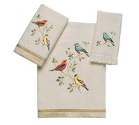 Avanti Linens - 3pc Towel Set, Soft & Absorbent, Nature Bathroom Decor (Gilded Birds Collection)