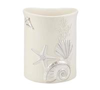 Avanti Linens Abstract Coastal Collection, Resin, Sequin Shells, Wastebasket