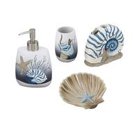 Avanti Linens - Accessory Set, Resin Tumbler, Toothbrush Holder, Soap Dish & Lotion Pump, Durable Bath Decor (Blue Lagoon Collection)