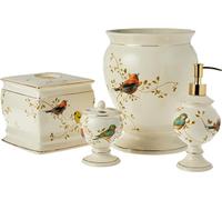 Avanti Linens - Bathroom Accessories Set, 4-Piece Bundle with Matching Design, Nature Inspired Countertop Bathroom Decor (Gilded Birds Collection)