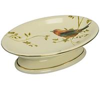 Avanti Linens Gold Plated Birds, 100% Ceramic, Ivory-Coloured, Soap Dish