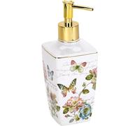Avanti Linens - Lotion Pump/Soap Dispenser, Ceramic Countertop Accessories, Artistic Home Decor (Butterfly Garden Collection)