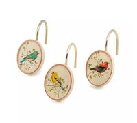 Avanti Linens - Shower Curtain Hooks, Nature Inspired Bathroom Decor, Set of 12 (Gilded Birds Collection)