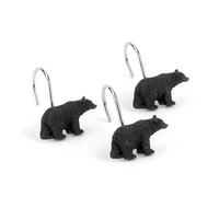 Avanti Linens- Shower Hooks, Animal Design Bathroom Decor, Set of 12 (Black Bear Lodge Collection)