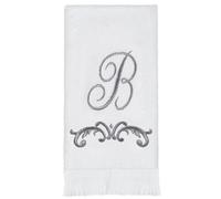 Avanti Linens Soft & Absorbent Cotton Towel, R-Scroll, Cursive Style Decor, White, B