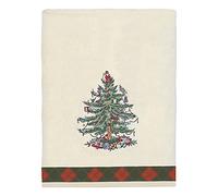 Avanti Linens Spode Bath Towel, Soft & Absorbent Cotton, Holiday Home Decor Christmas Tree Tartan Collection, Ivory