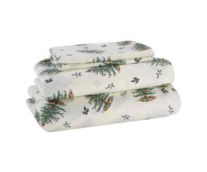 Avanti Linens Spode - Queen Sheets, Cozy 4-Piece Set with Matching Pillowcases, Holiday Room Decor (Spode Christmas Tree Ivory, Queen)