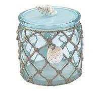 Avanti Seaglass Round Jar, Clear Blue-Green Resin, Beach Storage, 4" x 4"