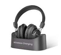 Avantree Audition 3 - Bluetooth Over-Ear Headphones with Wireless Charging Dock, 50H Battery, aptX-Adaptive, Clear Voice, Compatible with Samsung Smart TVs
