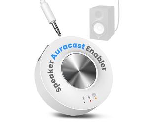 Avantree AuraLink - Future-Proof Auracast & Classic Bluetooth Receiver for Speakers & Audio System, 328ft Long Range, 20H Portable or Stationary Use, One-to-Many Multiple Broadcast Listening - White