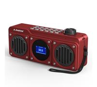 Avantree Boombyte - Portable Digital FM Radio with Bluetooth Speaker, Superb Sound, Metal Finish, MP3 Player, Support Micro SD Card & USB Audio Input, Long Play Time, Rechargeable, Easy to Use - Red