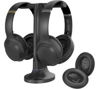 Avantree Duet & Replacement Earpads Bundle: Dual Wireless Headphones for TV Watching with Transmitter/Charging Stand 2-in-1