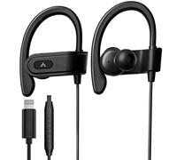 Avantree L171 - Lightning Wired Earbuds with Microphone & Volume Control | Ear Hook Design for Running & Sports, Comfortable Fit, MFi Certified Corded Headphones for iPhone 11/12/13/14 Models, White