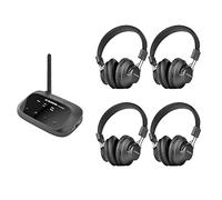 Avantree Quartet Multiple Wireless Headphones 4 Pack, Superb HD Sound, Up to 100PCS, Silent Disco Party Bundle Package, 2 EQ Modes, Assistive Listening System Device for Outdoor Movie School Church TV