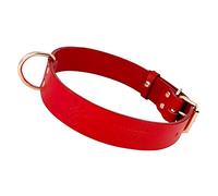 AVANZONA Dog Collar Leather, Quality Soft Leather, Handmade in Spain, Small Medium Large Dog. Red and Rose Gold.