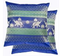 Avarada Print Elephant Sun Decorative Throw Pillow Covers Case Cushion Cover for Sofa Couch Chair Bed Back Zipper Insert Not Included 16 x 16 inches (Blue, 2)