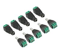 AVARTEK 10 Pack 2.1 x 5.5mm 12V Male Female DC Power Connector, Screw Terminal Adapter Socket Plug for CCTV Security Camera LED Light Strips