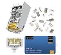AVARTEK Shielded RJ45 Cat6 CAT6a Pass Through Connectors 50 Pack - Ethernet Gold Plated Connector End Plug For Cat6/Cat5/Cat5e UTP Solid & Stranded Network Cable