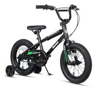 AVASTA 14 Inch Little Kids Bike for 3 4 5 Years Old Boys Girls Beiginner Riders BMX Style Bicycle with Bell and Stabilisers, Black