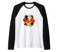 Avatar Aang Smash Wall Hole Fighting Action Pose Raglan Baseball Tee