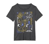 Avatar: The Last Airbender Character Line Art T-Shirt, Women's Plus, Dark Heather Grey, 1X