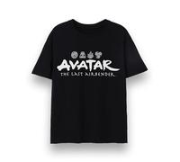 Avatar The Last Airbender Mens T-Shirt | Adults Short Sleeve Black Graphic Tee | Earth Air Water Fire Elements Anime Apparel Top | Netflix TV Show Movie Merchandise Gift Apparel