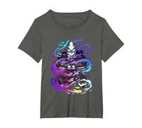 Avatar: The Last Airbender Rainbow Neon Spiral Aang T-Shirt, Women's Plus, Asphalt Grey, 4X