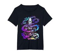 Avatar: The Last Airbender Rainbow Neon Spiral Aang T-Shirt, Women's Plus, Black, 2X
