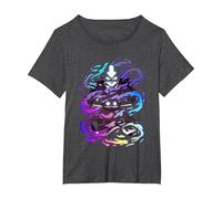 Avatar: The Last Airbender Rainbow Neon Spiral Aang T-Shirt, Women's Plus, Dark Heather Grey, 6X