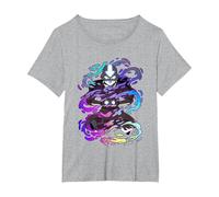 Avatar: The Last Airbender Rainbow Neon Spiral Aang T-Shirt, Women's Plus, Heather Grey, 1X