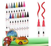 AVAVA 16 Colours Acrylic Paint Pens, Dual Tip Acrylic Paint Markers for Paper, Wood, Canvas, Stone, Rock Painting, Glass, Fabric, DIY, Ceramic, Art Supplies for Kids and Adults Drawing (Dot + Brush)