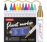 AVAVA Paint Pens Paint Markers, 12 Colours Permanent Waterproof Paint Pen Oil Based Paint Marker Pens Set for Rocks Painting, Metallic Wood Fabric Plastic, Canvas Glass Mug, DIY Craft